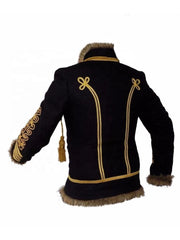 Men's Black Napoleonic Hussar Wool Military uniform jacket Handmade Jacket
