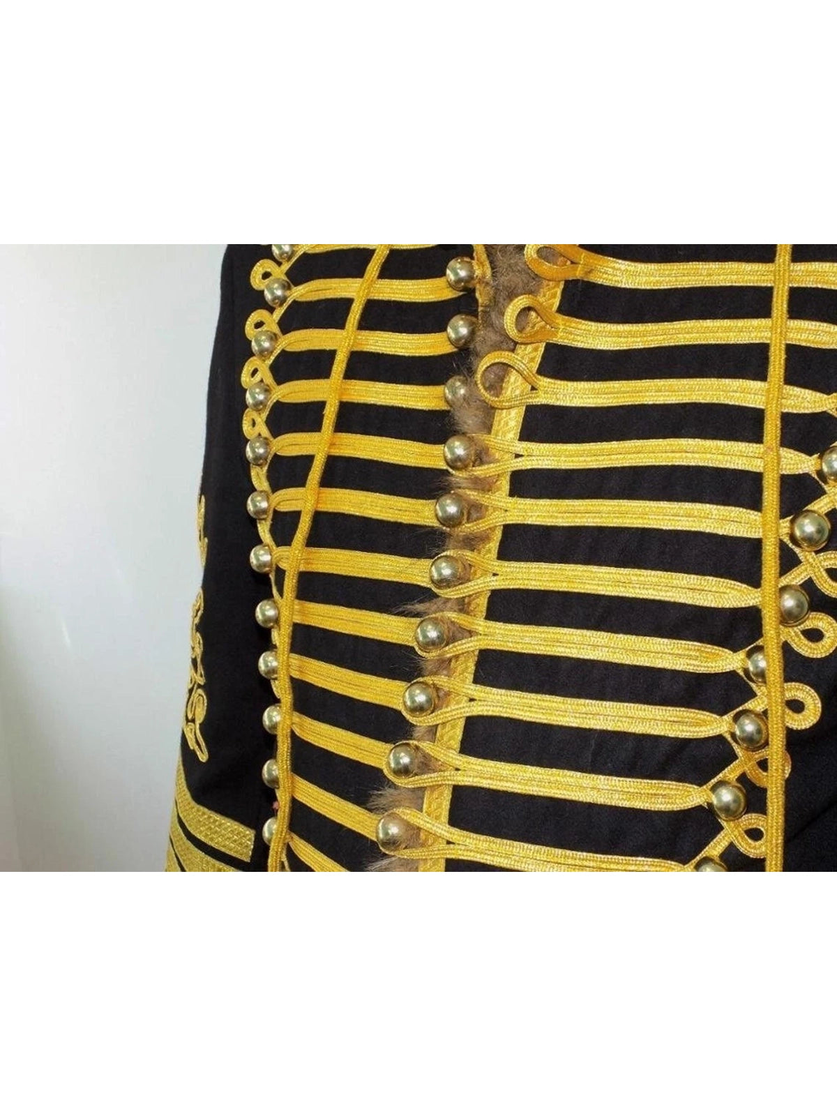 Men's Black Napoleonic Hussar Wool Military uniform jacket Handmade Jacket