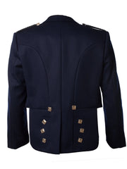 Men's Scottish Navy Blue wool Prince Charlie Jacket 3 Button Vest Jacket