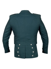 Men's Scottish Green Serge wool Prince Charlie Jacket 3 Button Vest Jacket