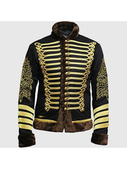 Men's Black Napoleonic Hussar Wool Military uniform jacket Handmade Jacket