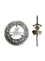 Men's Scottish Shamrock Antique Kilt Pin and Brooch