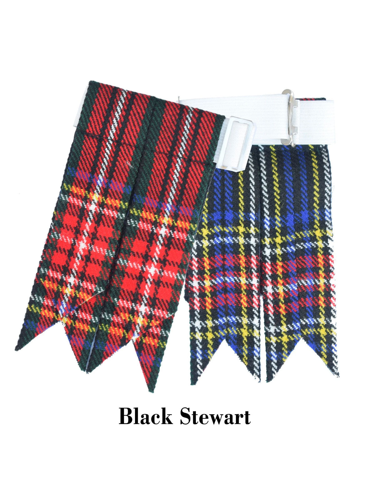 Men's Scottish Black Stewart Tartan Kilt Flashes