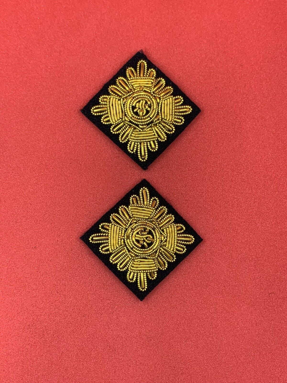Epaulettes Shoulder Rank Gold Pips Hand Embroidered Bullion Wire Rank Pips Pair