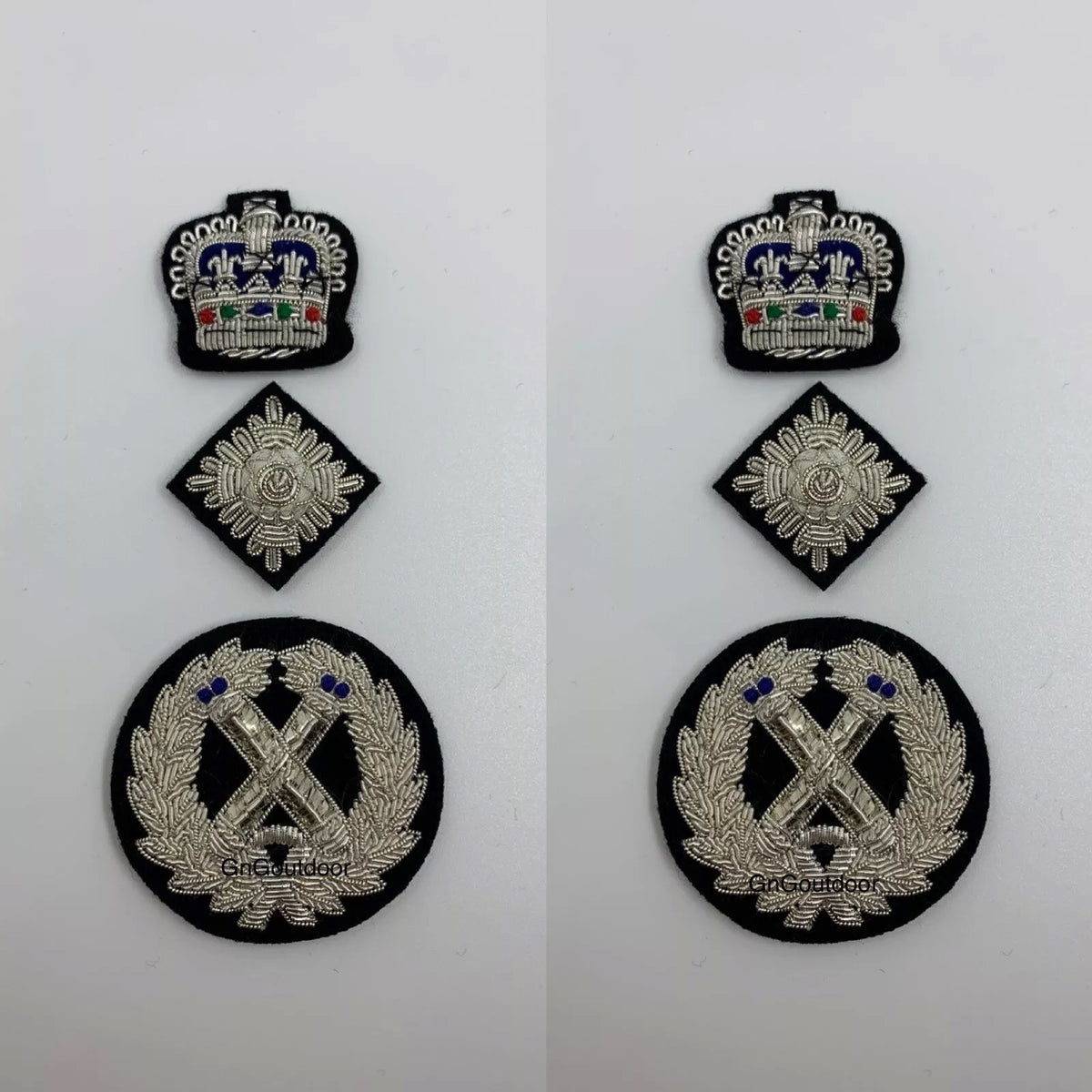 Commissioner Hand Embroidered Shoulder Epaulettes Silver Rank Badges