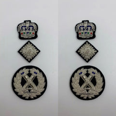 Commissioner Hand Embroidered Shoulder Epaulettes Silver Rank Badges