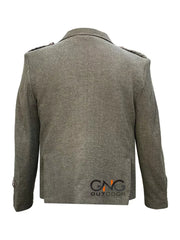 Scottish Green Tweed wool Argyle jacket Men's kilt jacket