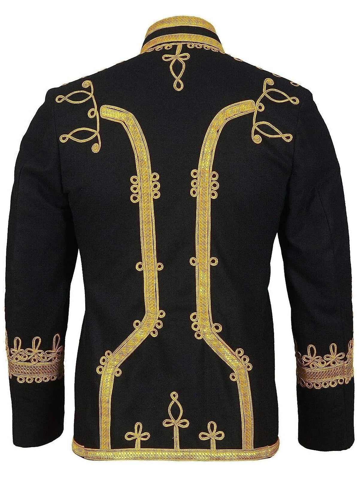 Black Napoleonic Hussar Wool Military uniform jacket Handmade Scottish Jacket