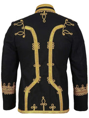Black Napoleonic Hussar Wool Military uniform jacket Handmade Scottish Jacket