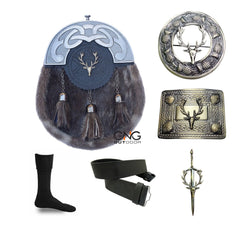 Men's Scottish St Andrew Sporran Six Pieces Scottish Set Antique Sporran