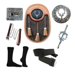 Men's Scottish Stage Head Sporran Six Pieces Kilt Sporran Set