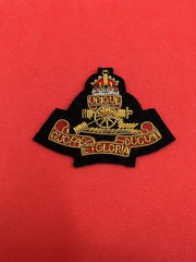 King’s Crown Royal Artillery Officers Beret Badge RA Hand Embroidered Cap Badge
