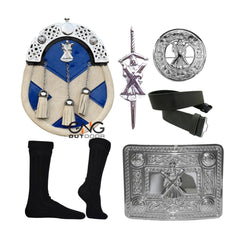 ST Andrew Sporran Six Pieces Kilt Set Scottish Kilt Chrome Sporran