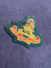 King’s Crown Royal Artillery Officers Beret Badge RA Green Background Cap Badge