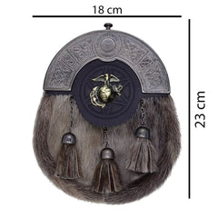 Men's Antique US Marine Badge Kilt Sporran 3 Tassels Celtic Cantle With Belt
