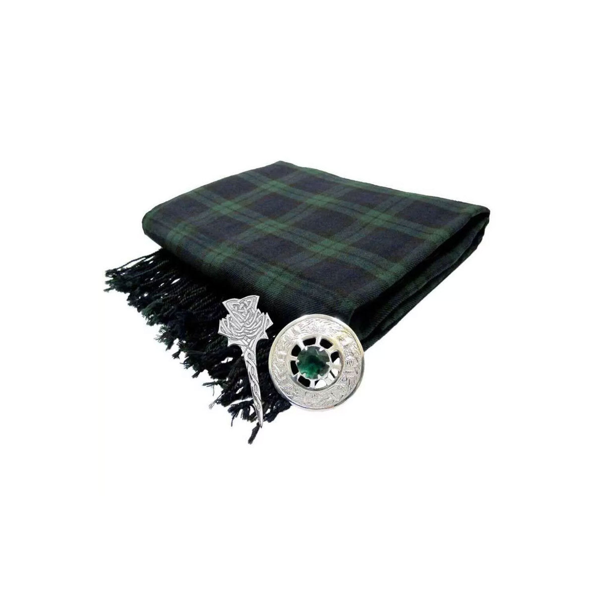 Men's Black Watch kilt Accessories Fly plaid + Brooch + Pin