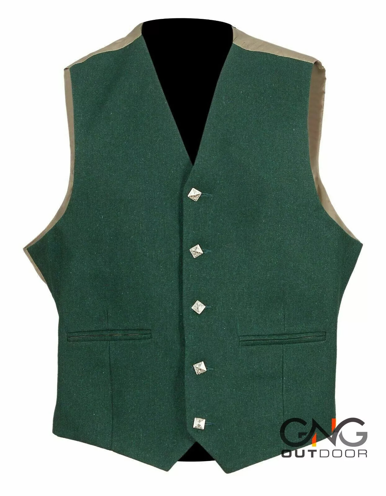 Scottish Men's Green Wool Kilt Jacket With Waistcoat Argyle Wedding Kilt Jacket
