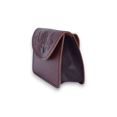 Men's Scottish Brown Leather Kilt Belt Pouch Celtic Embossed 100% Leather Pouch