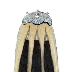 White Horse Hair Sporran 100% Original Three Black Tassels Bagpiper Kilt Sporran