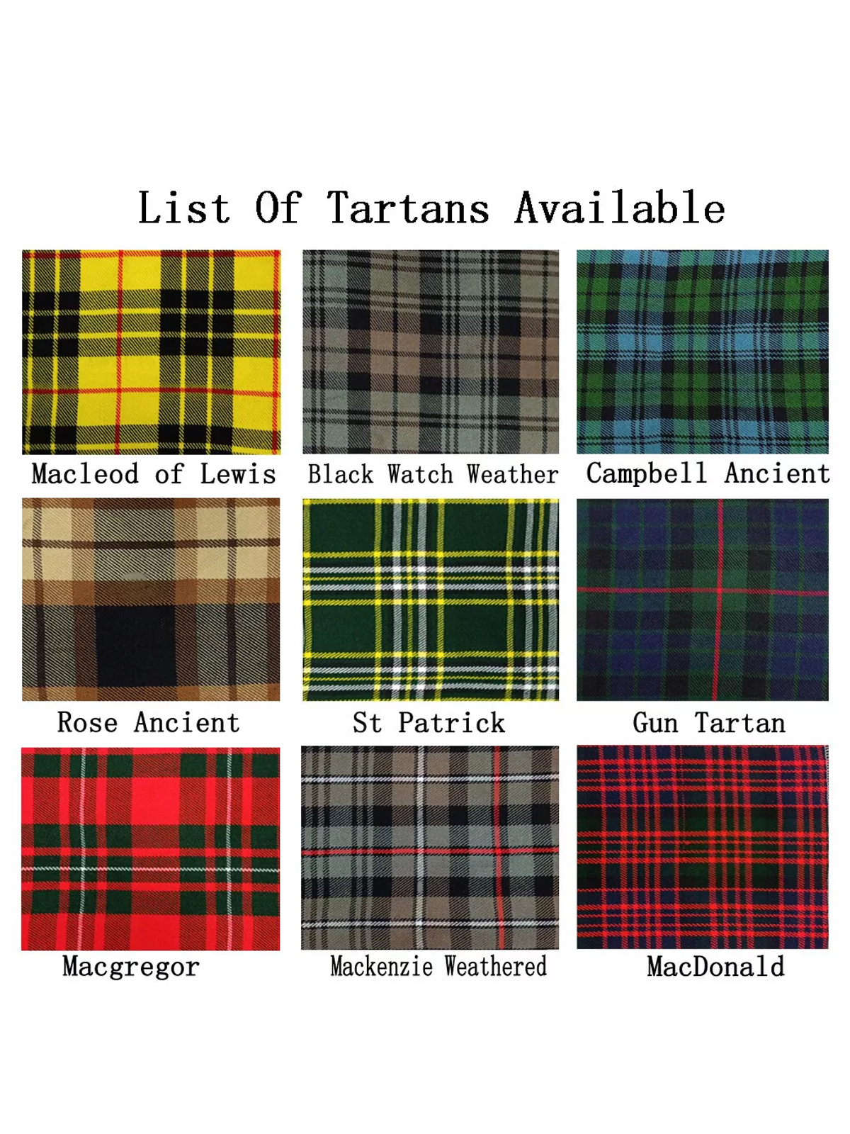 Men's Scottish Tartan Utility is kilt is made of acrylic Wool in 50+ Tartan