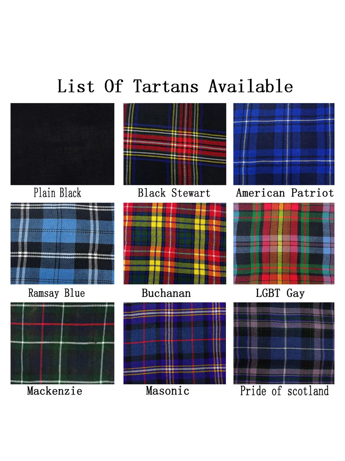 Men's Scottish Tartan Utility is kilt is made of acrylic Wool in 50+ Tartan