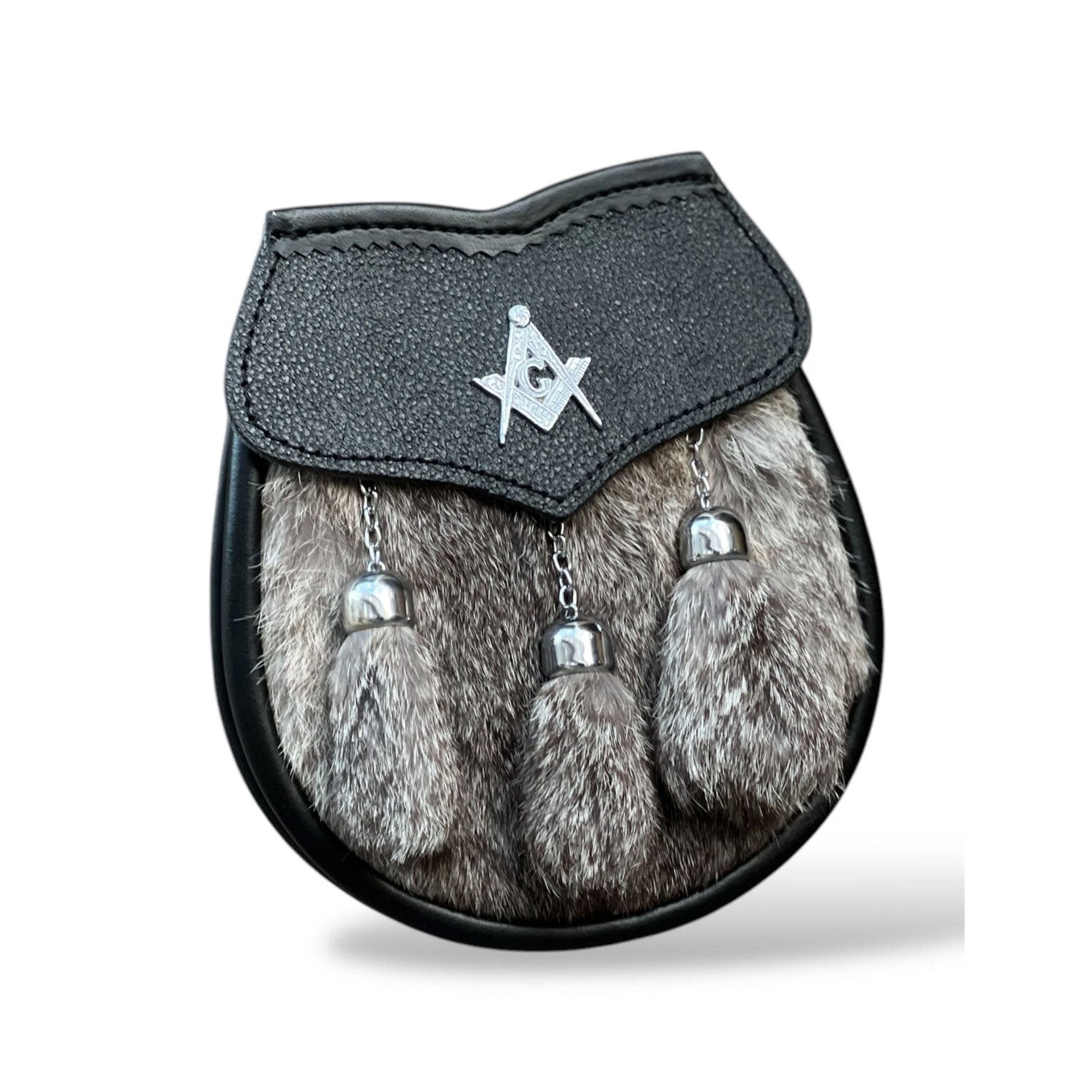Men's Scottish Masonic badge Sporran 3 Tassels fur Sporran With Chain Belt