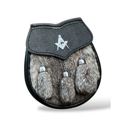 Men's Scottish Masonic badge Sporran 3 Tassels fur Sporran With Chain Belt