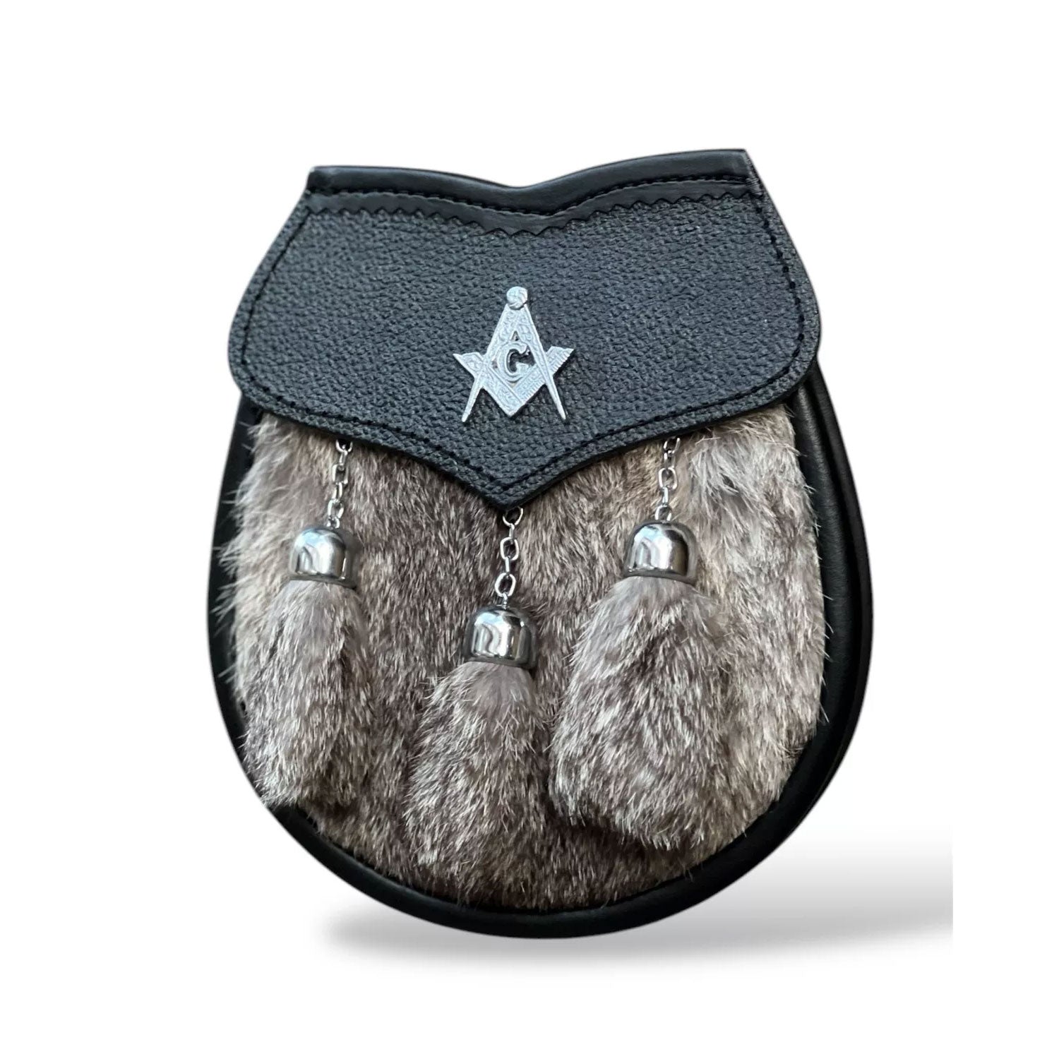 Men's Scottish Masonic badge Sporran 3 Tassels fur Sporran With Chain Belt