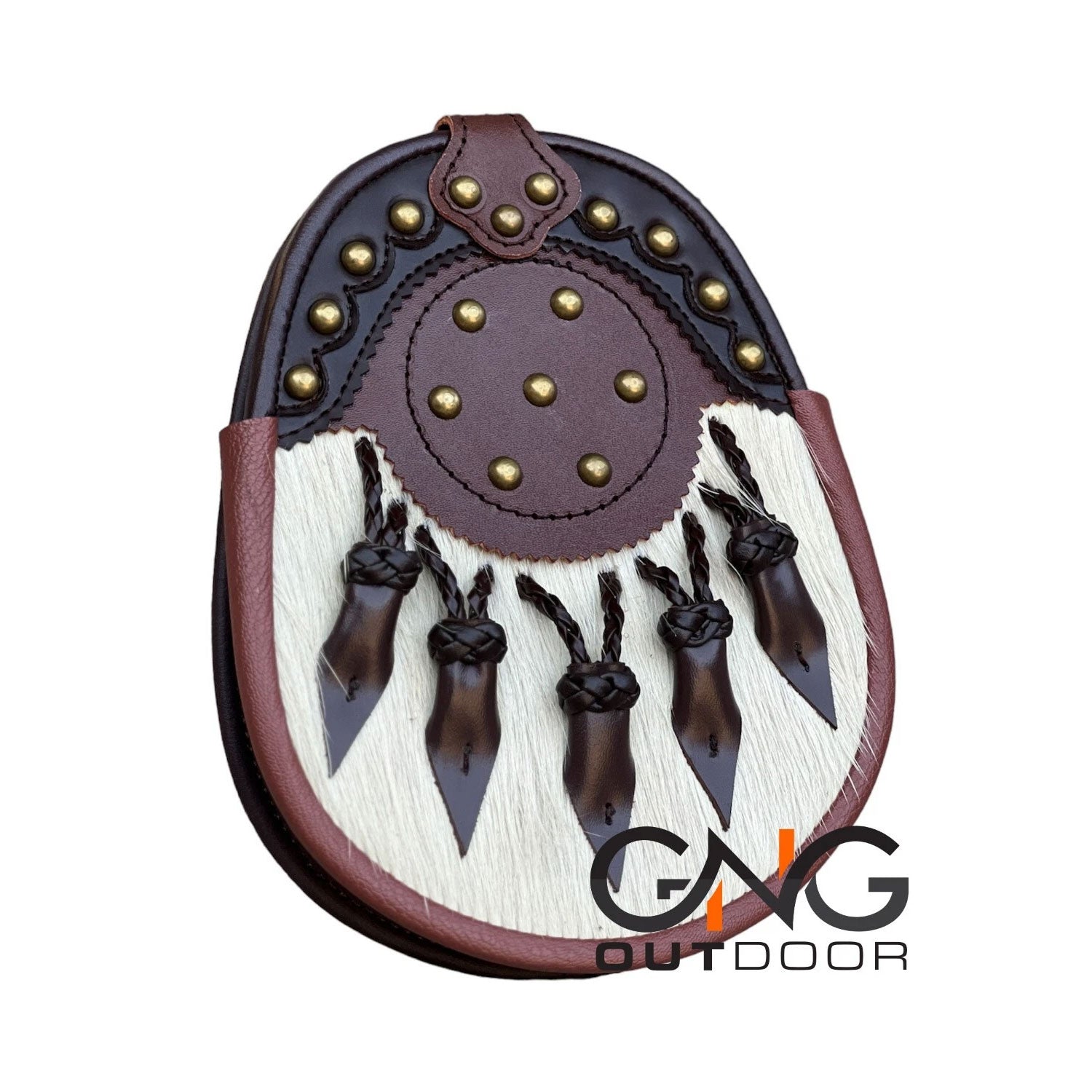 Men's Scottish Handmade Sporran | Brown Leather | With Chain Strap