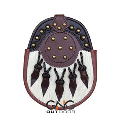 Men's Scottish Handmade Sporran | Brown Leather | With Chain Strap