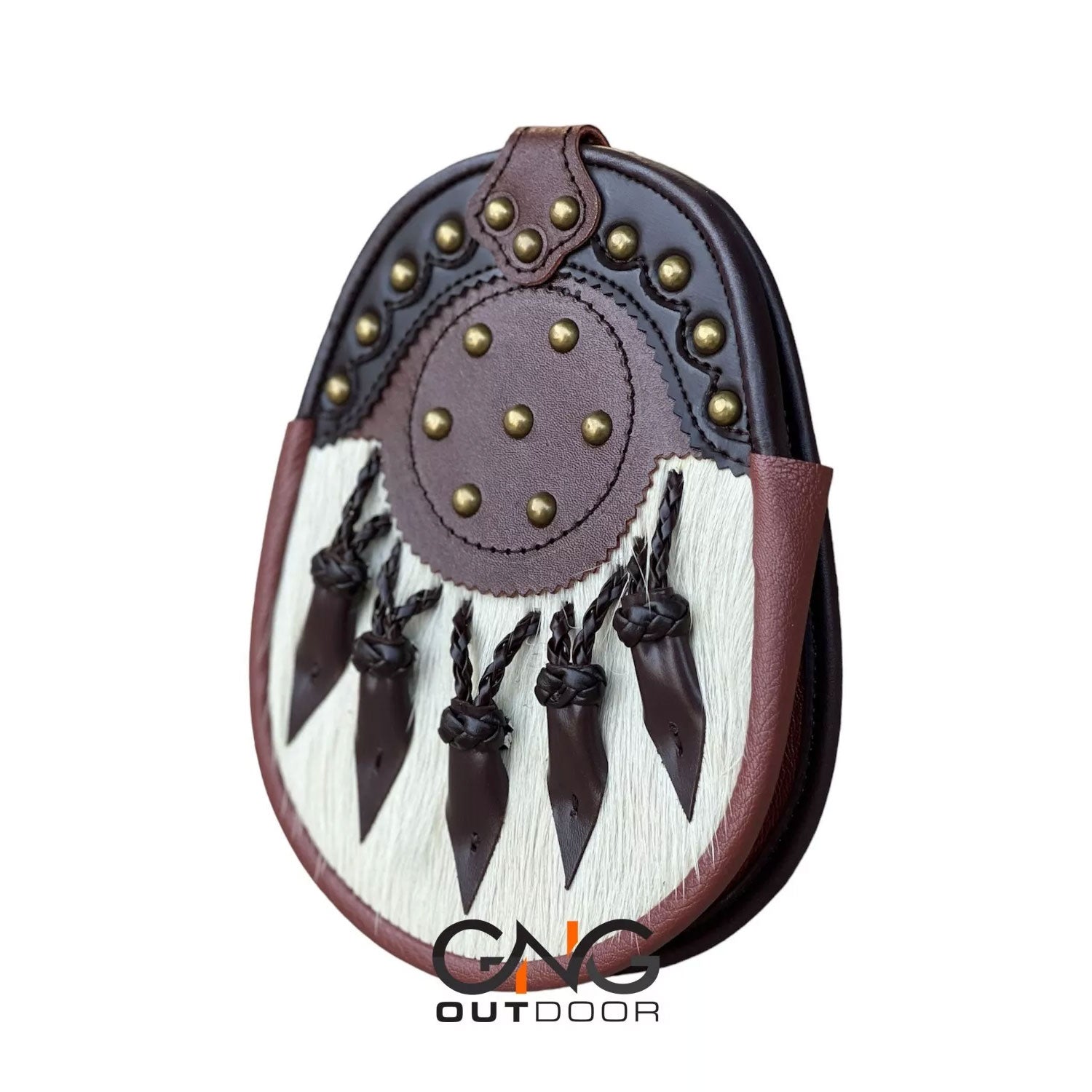 Men's Scottish Handmade Sporran | Brown Leather | With Chain Strap