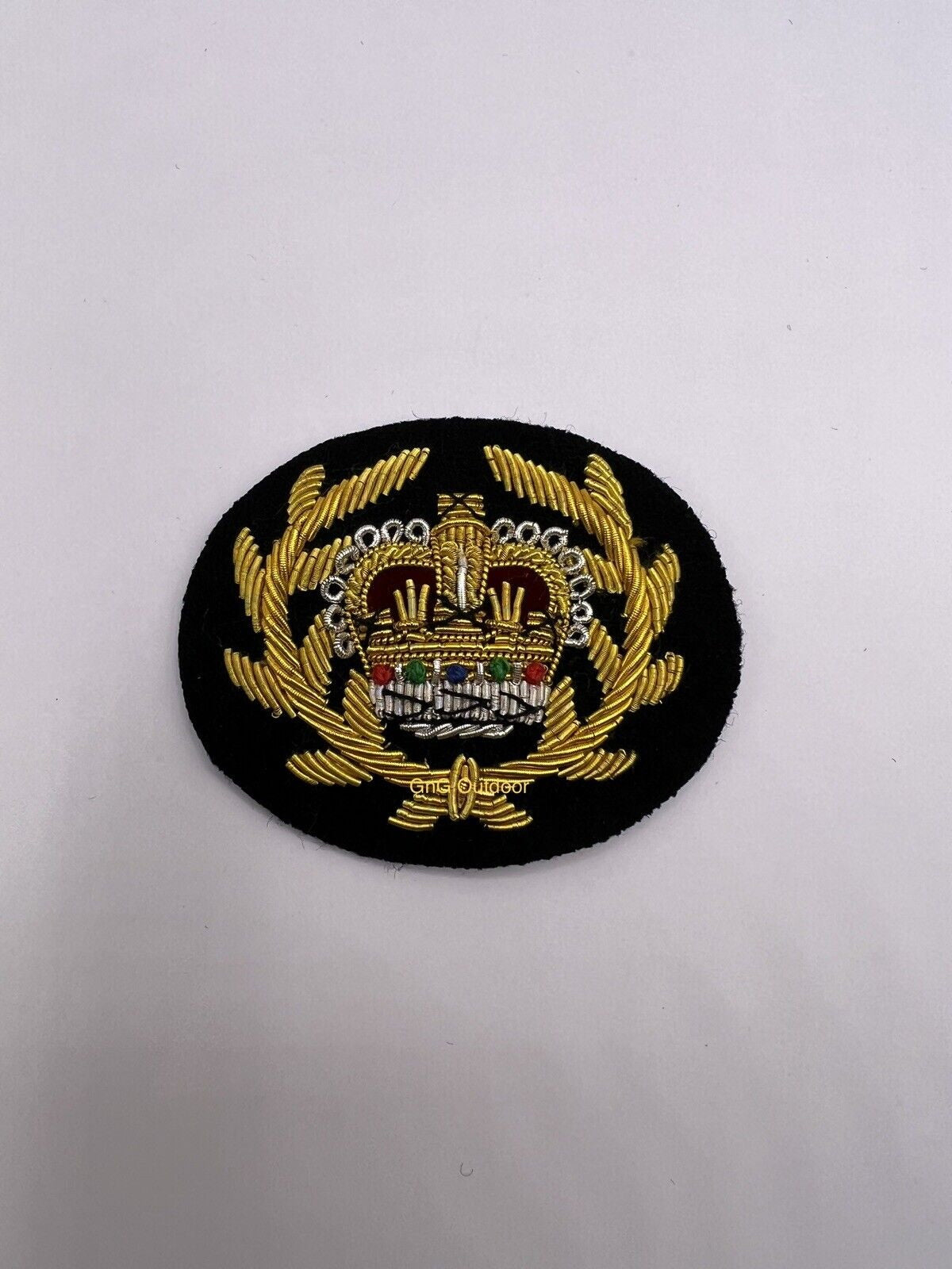 WO2 Crown And Wreath Mess Dress Badge WO2 Hand Embroidered Gold Crown On Black