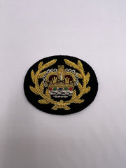 WO2 Crown And Wreath Mess Dress Badge WO2 Hand Embroidered Gold Crown On Black