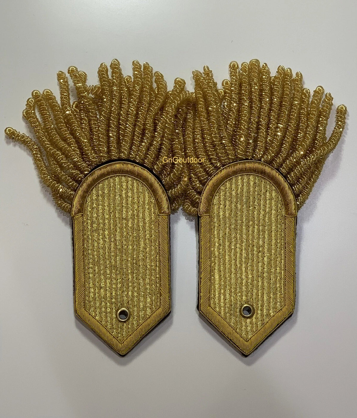 Gold Bullion Shoulder Epaulettes Heavy Fringe Military Style Embroidered Shoulder Boards Pair