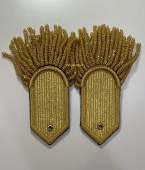 Gold Bullion Shoulder Epaulettes Heavy Fringe Military Style Embroidered Shoulder Boards Pair