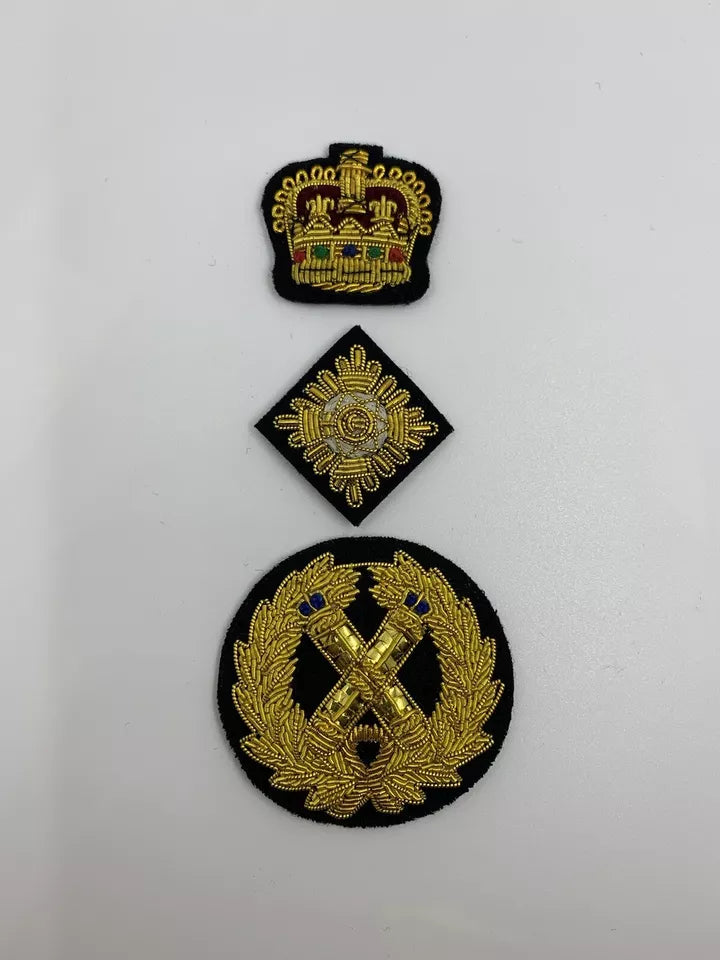 Hand Embroidered With Gold Bullion Wire Rank Set Shoulder Rank Badges