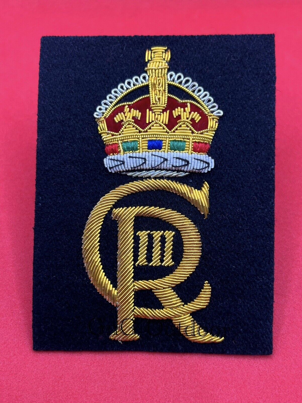 His Majesty The King’s Cypher CIIIR Gold Hand Embroidered Cypher Blazer Badge