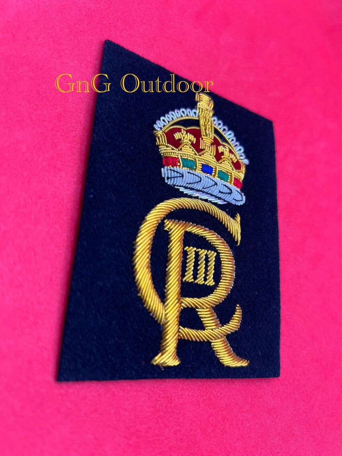 His Majesty The King’s Cypher CIIIR Gold Hand Embroidered Cypher Blazer Badge