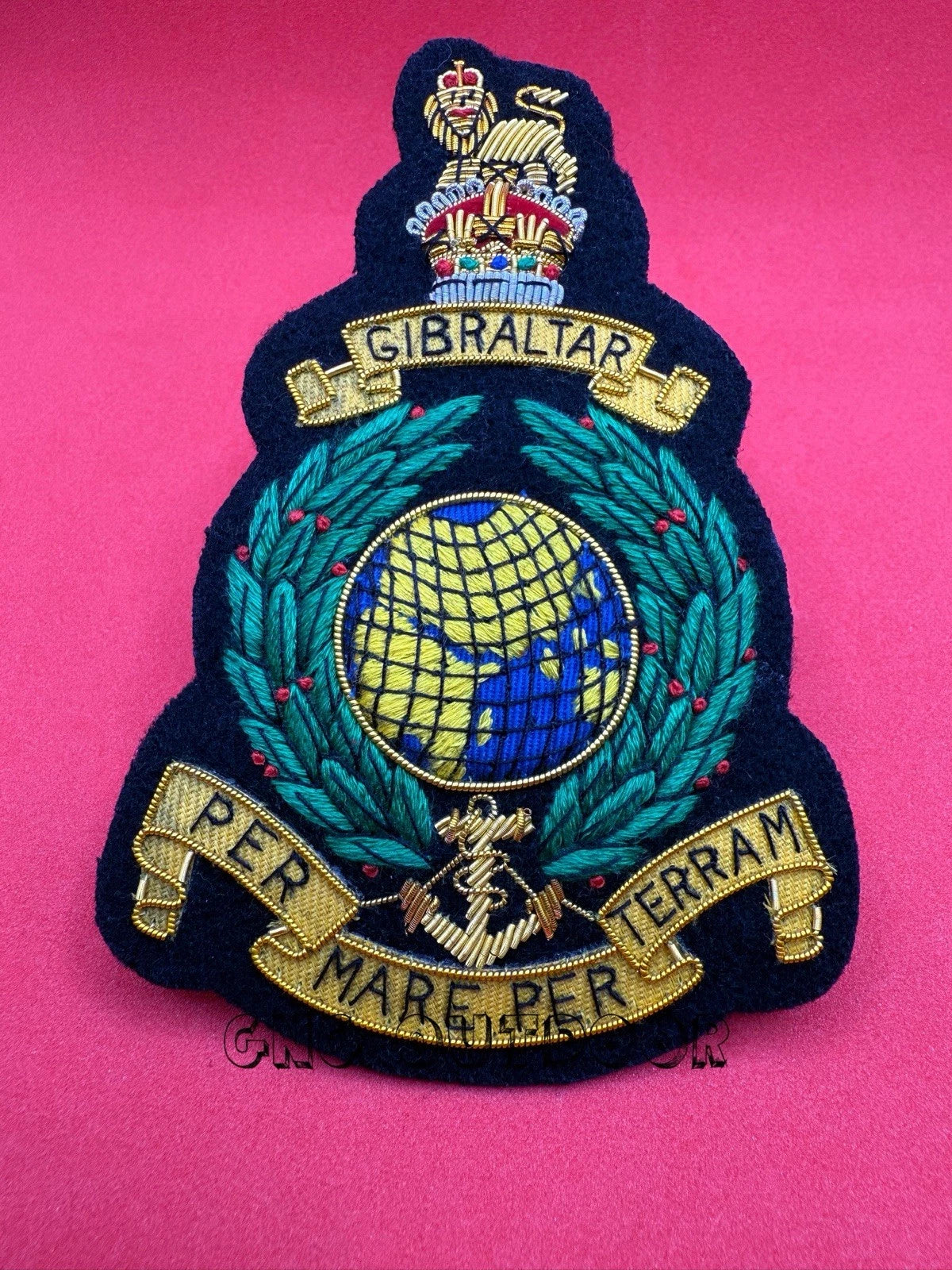 King’s Crown The Corps of Royal Marines Green Laurel Embroidered Blazer Badge