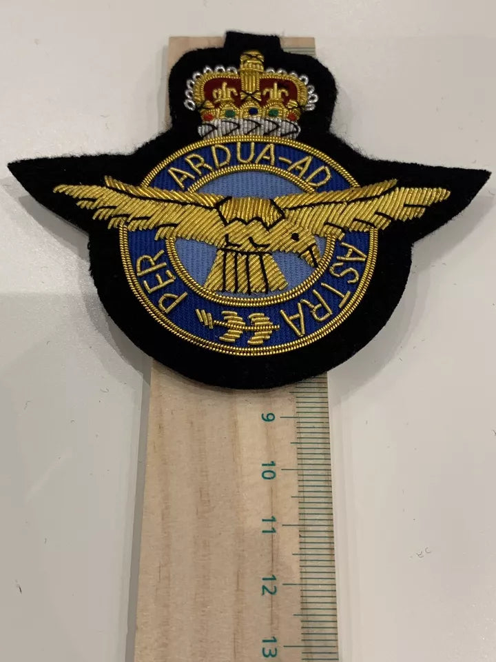 RAF Blazer Badge Royal Air Force Hand Embroidered Bullion And Wire Blazer Badge