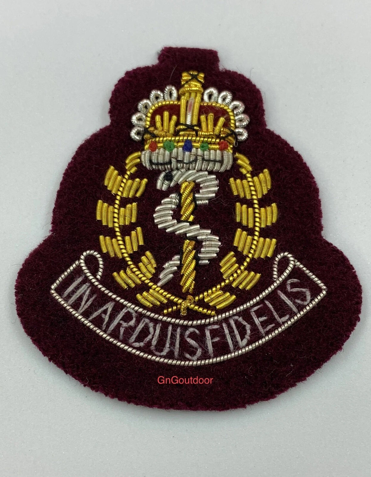 Royal Army Medical Corps Beret Cap Badge Queen's Crown RAMC Beret Badge On Maroon