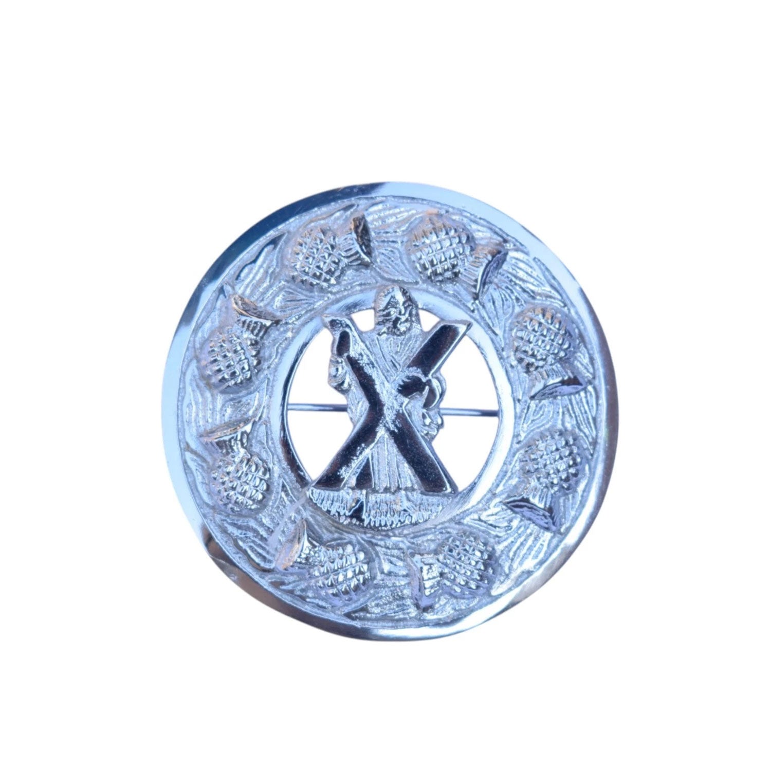 Scottish Chrome Badge Brooch Available in 6 Style