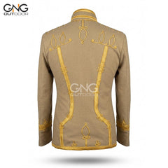 Golden Napoleonic Hussar Wool Military uniform jacket Handmade Scottish Jacket