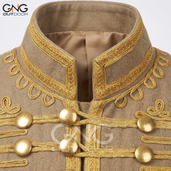 Golden Napoleonic Hussar Wool Military uniform jacket Handmade Scottish Jacket