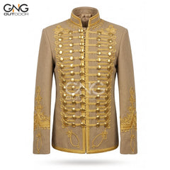 Golden Napoleonic Hussar Wool Military uniform jacket Handmade Scottish Jacket