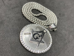 Masonic Square & Compass Silver G Symbol Pendant Freemason Unisex Necklace Charm Masonic Jewelry
