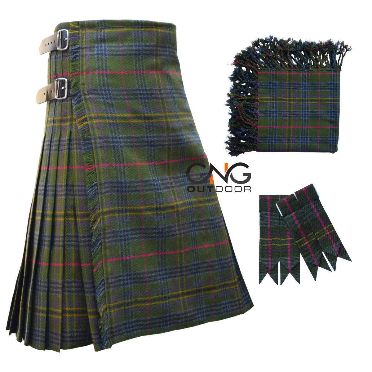Men's Traditional Scottish 8-Yard Kilt | Kennedy Weathered Tartan Formal Outfit