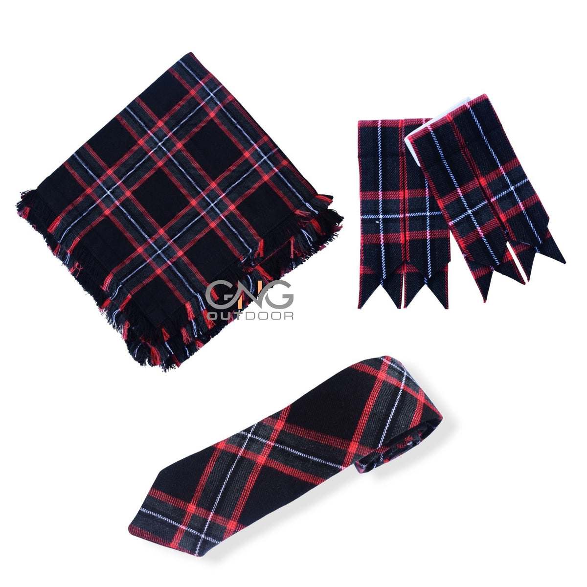 Men Scottish Black Magic Tartan tie With Fly Plaid and Flashes