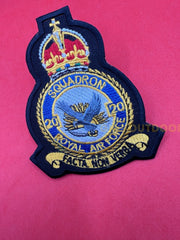 King’s Crown Royal Air Force No 20 Squadron Badge RAF Machine Embroidered Patch
