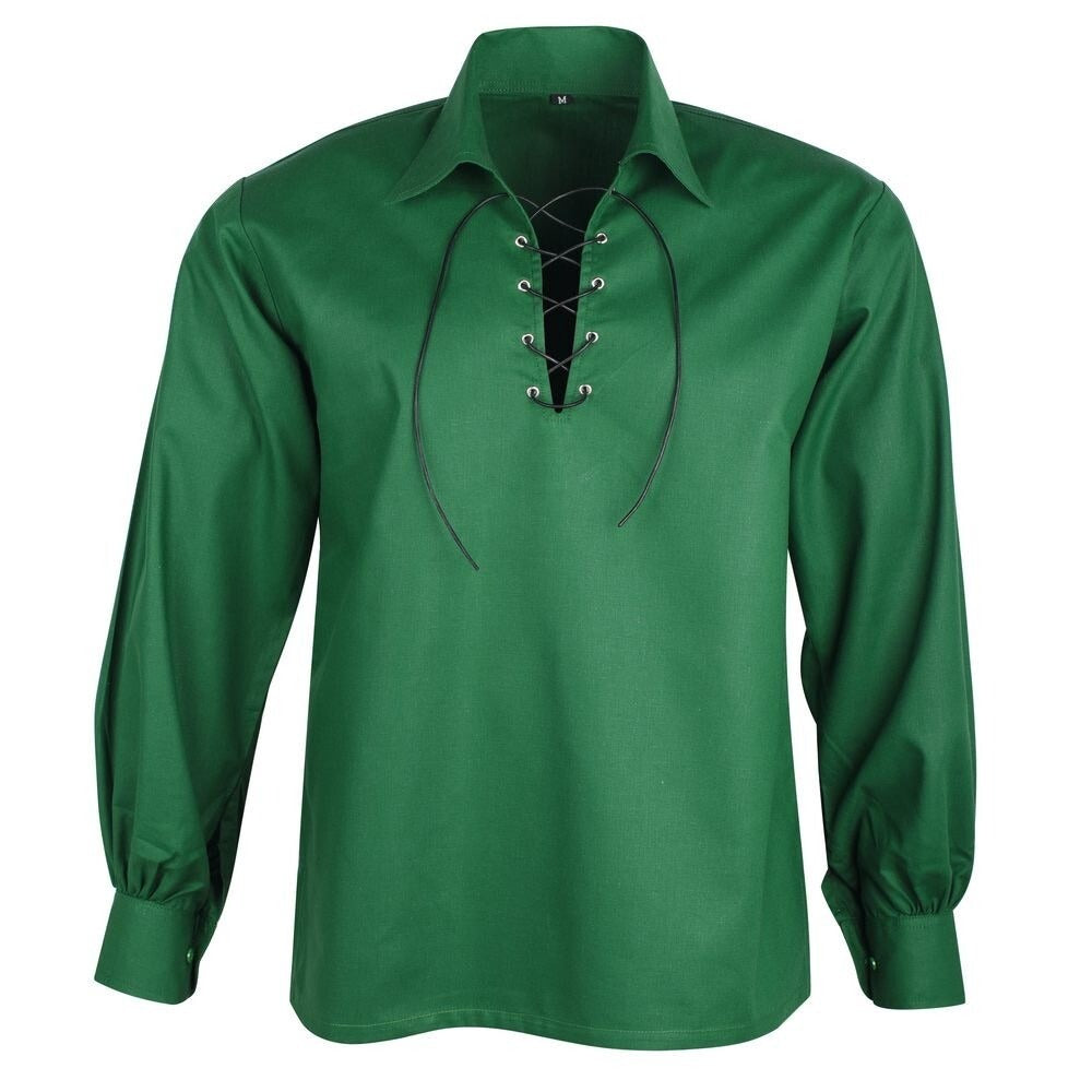 Green High Quality Jacobite Ghillie Shirts kilt Shirts Men's Jacobean Shirts